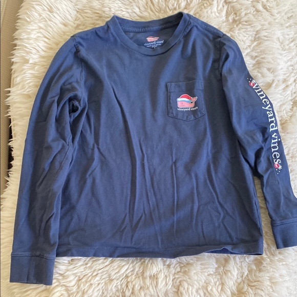 Vineyard Vines Navy Holiday | Christmas long sleeve T-Shirt - size 7 - Picture 2 of 4